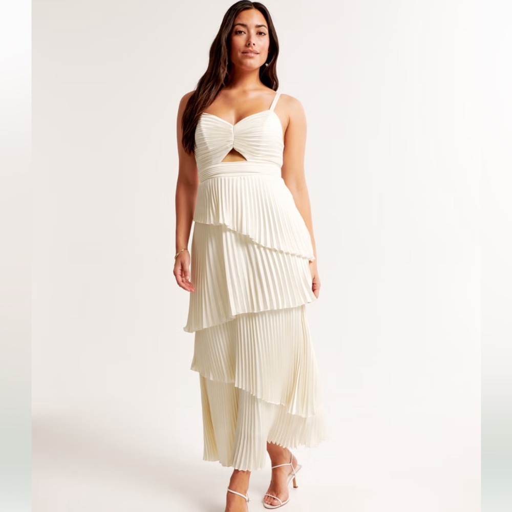White pleaded Abercrombie dress